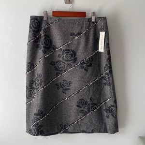 ⚡️Last days!  NWT Pursuits, Ltd wool blend herringbone gray black skirt 14
